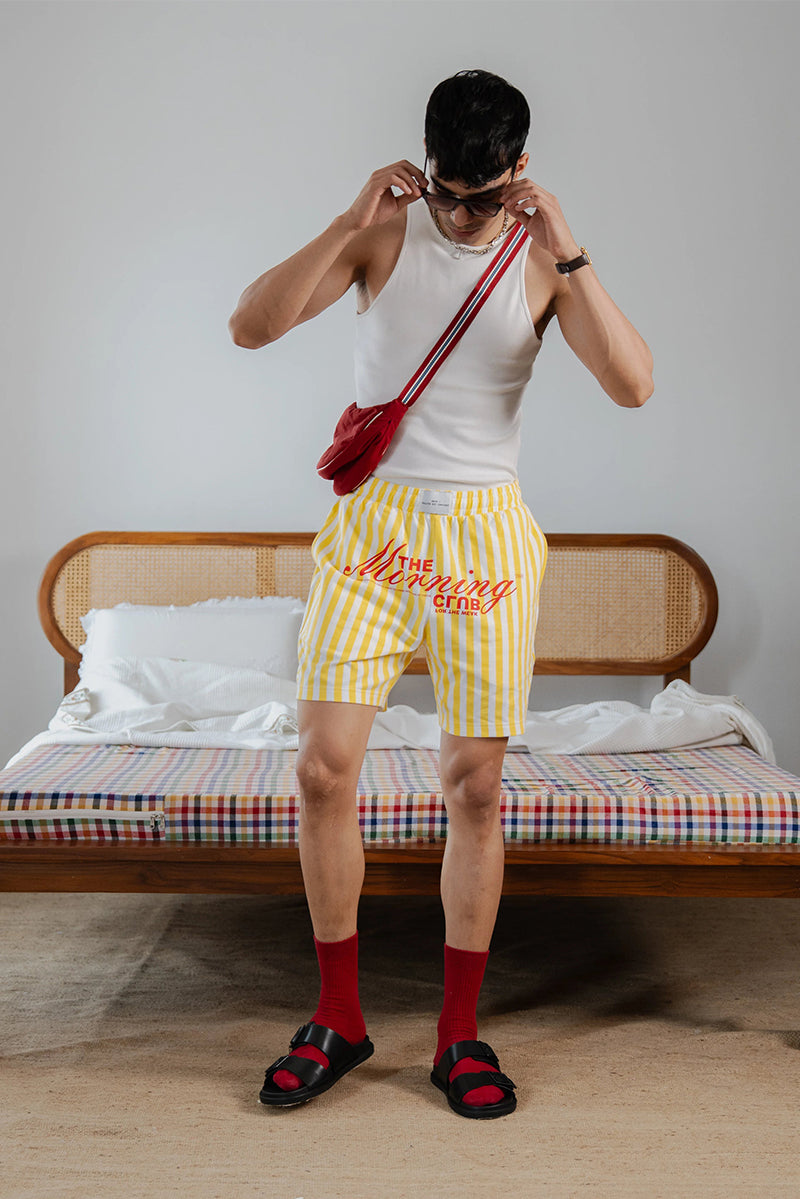 Mornin’ Club - Striped Yellow shorts