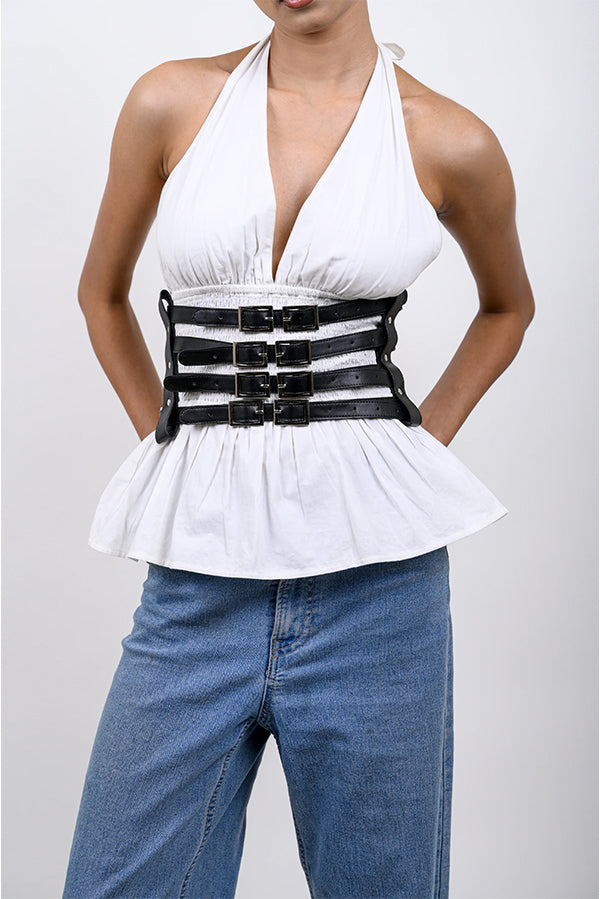 Halter Neck White Top