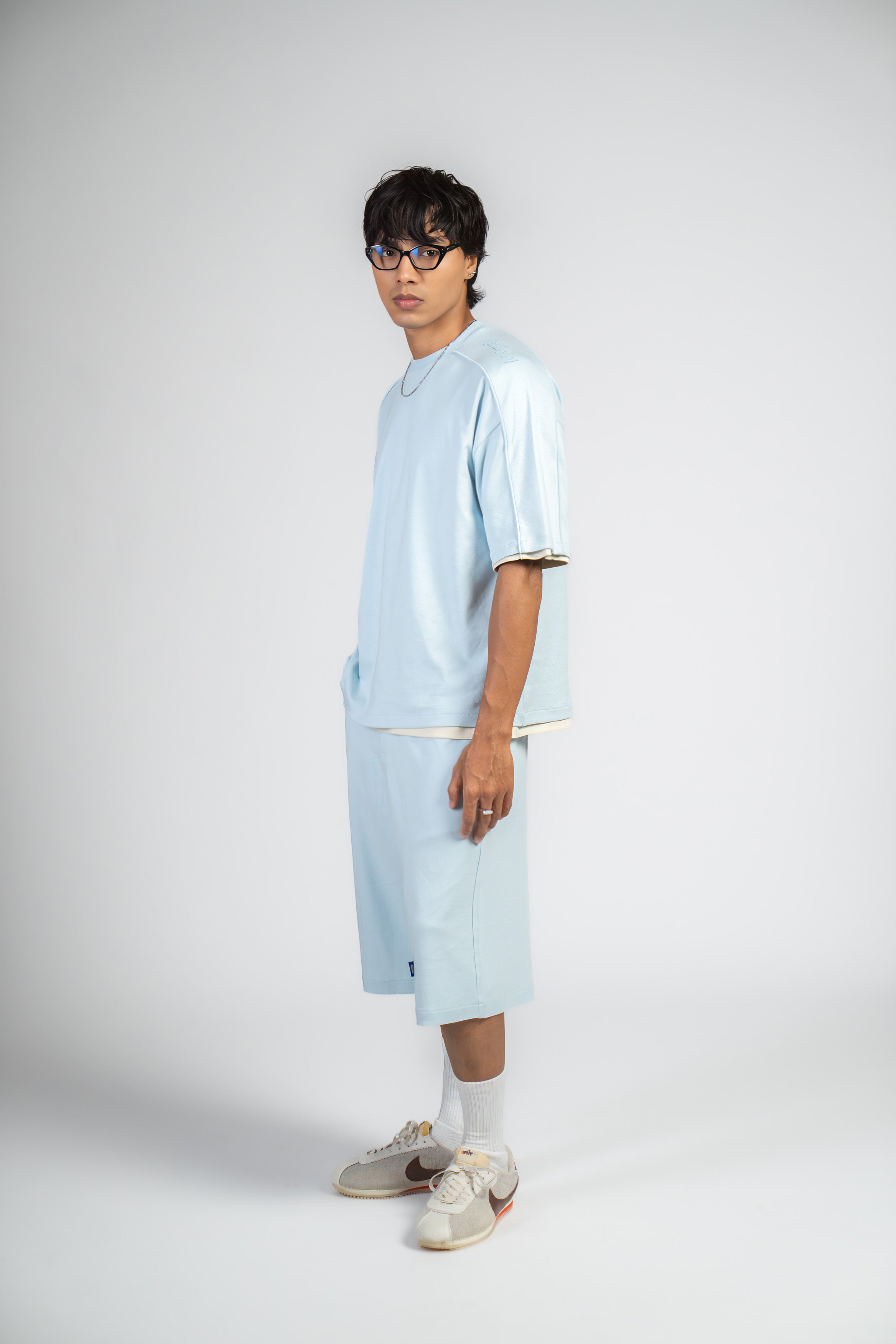 BASIC B* - BLUE KNITTED JORTS