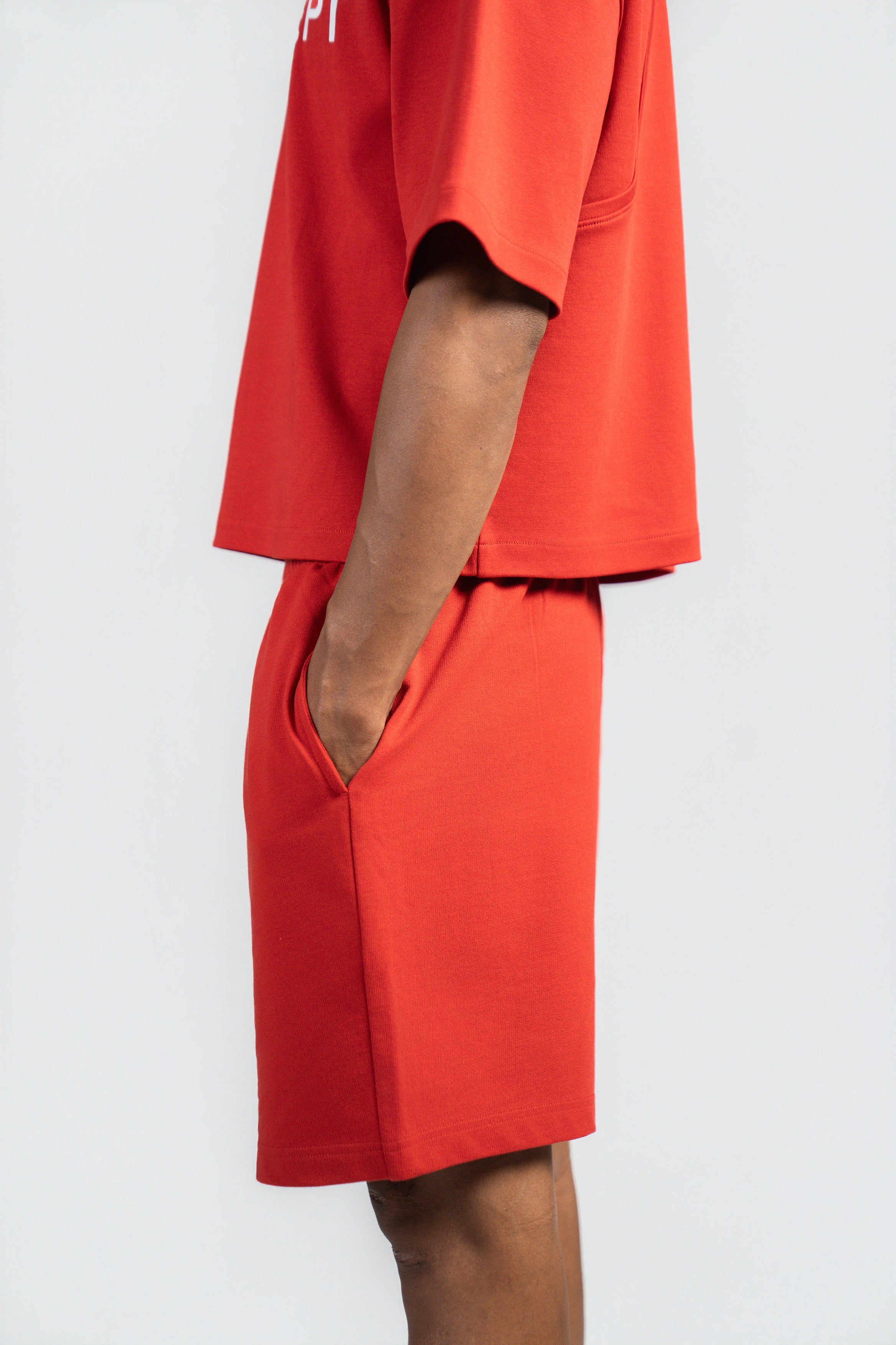 BASIC B* - RED TERRY SHORTS