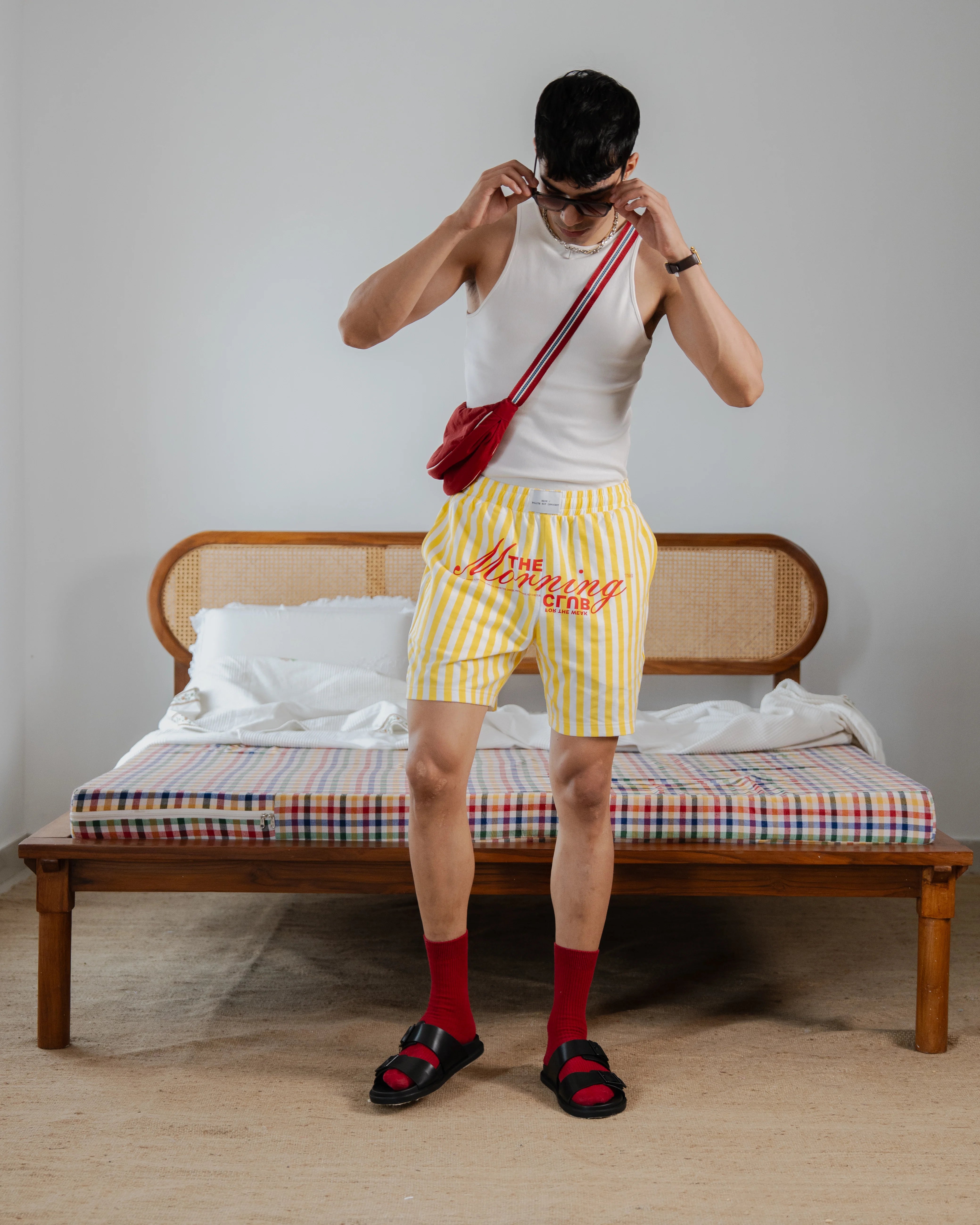 Mornin’ Club - Striped Yellow shorts