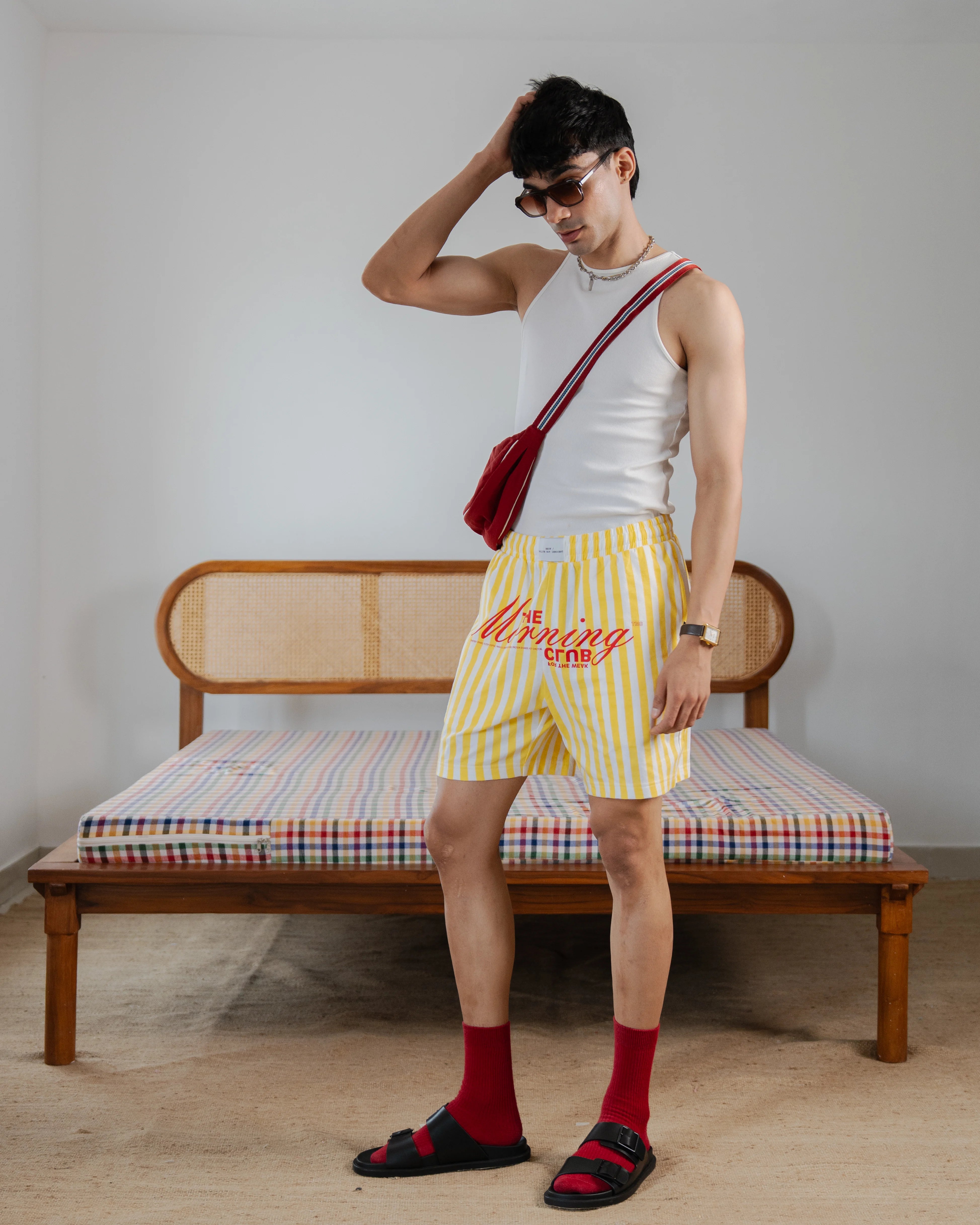Mornin’ Club - Striped Yellow shorts