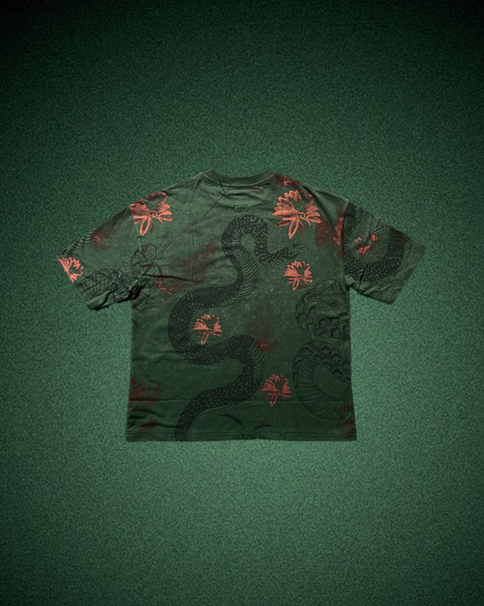 Green Acid Wash Snake Tee