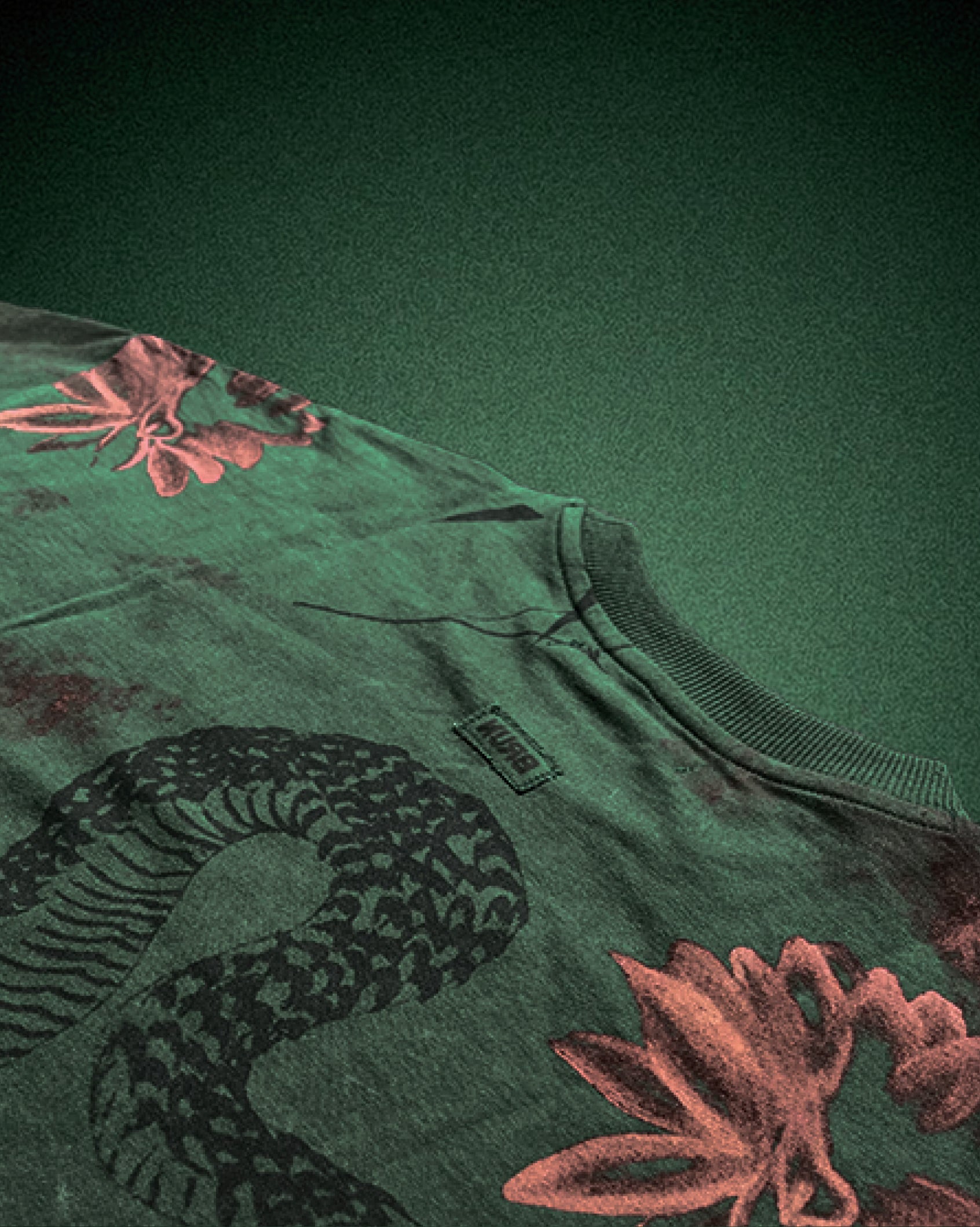 Green Acid Wash Snake Tee