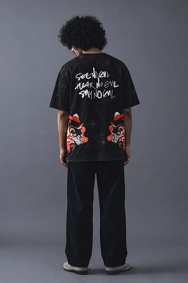 Drishti Bommai - Acid Wash Printed Half Face Tee