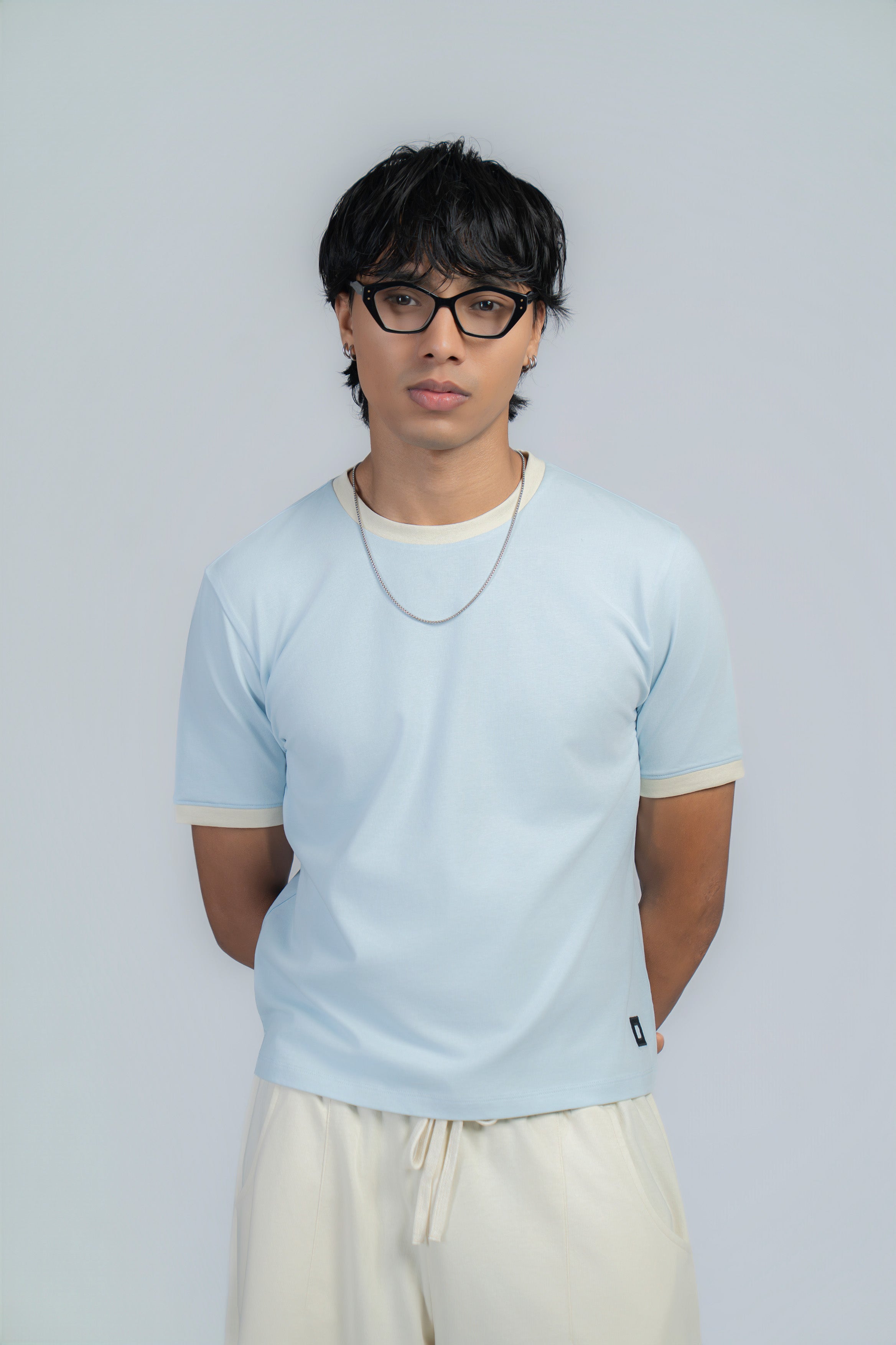 BASIC*B - BLUE FITTED RINGER TEE