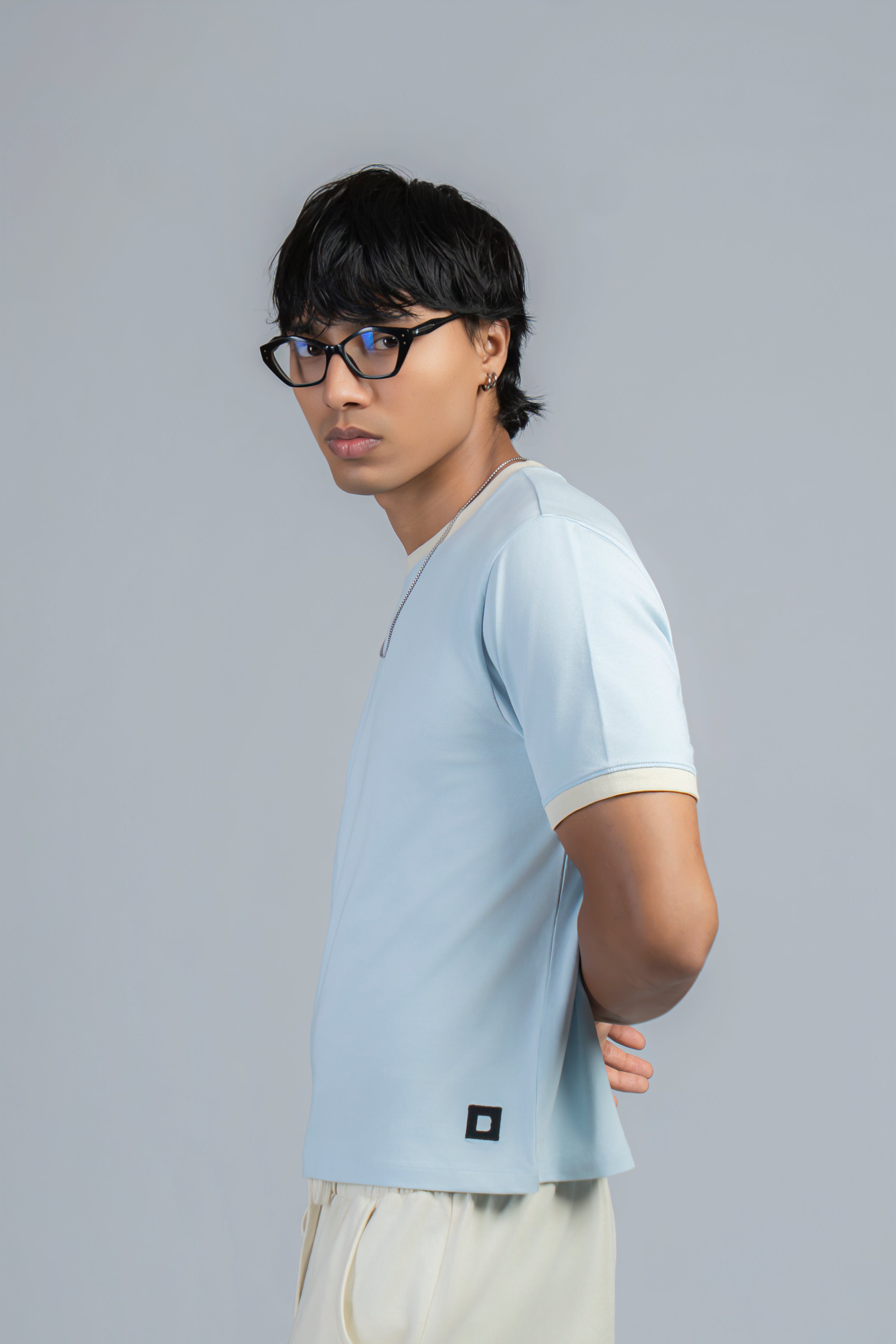 BASIC*B - BLUE FITTED RINGER TEE