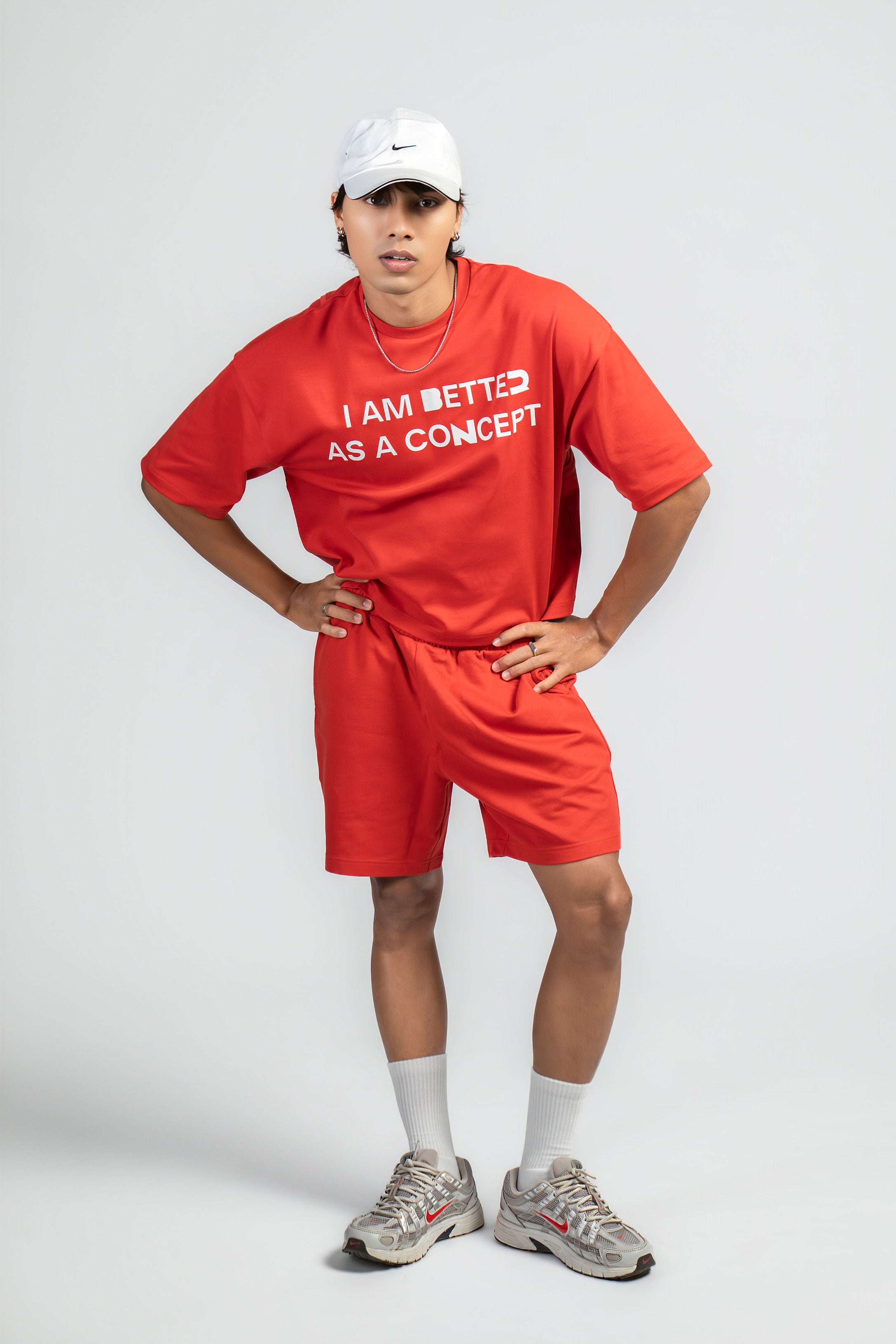 BASIC B* - RED TERRY SHORTS
