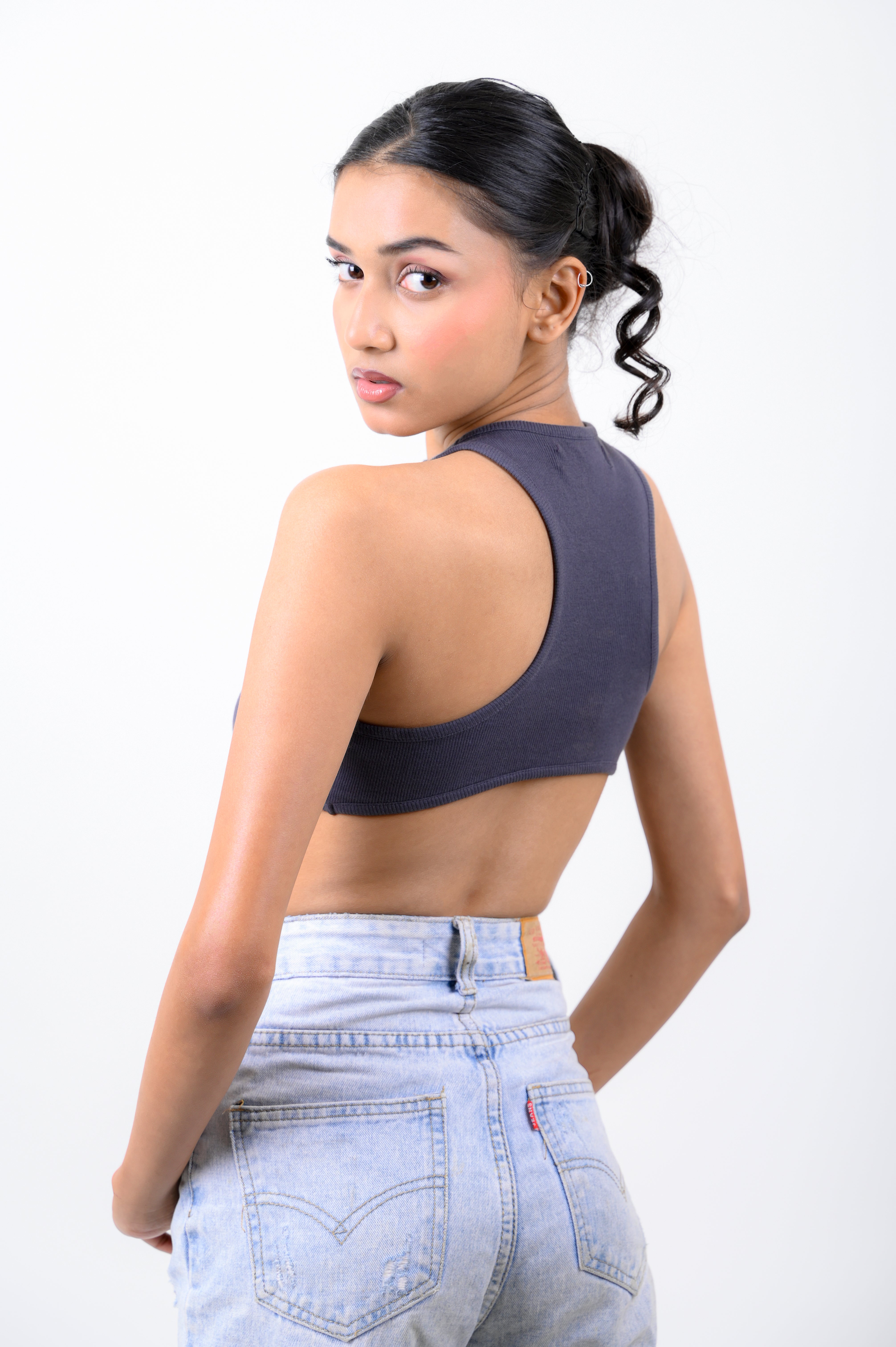 Grey Ribbed Tank Top