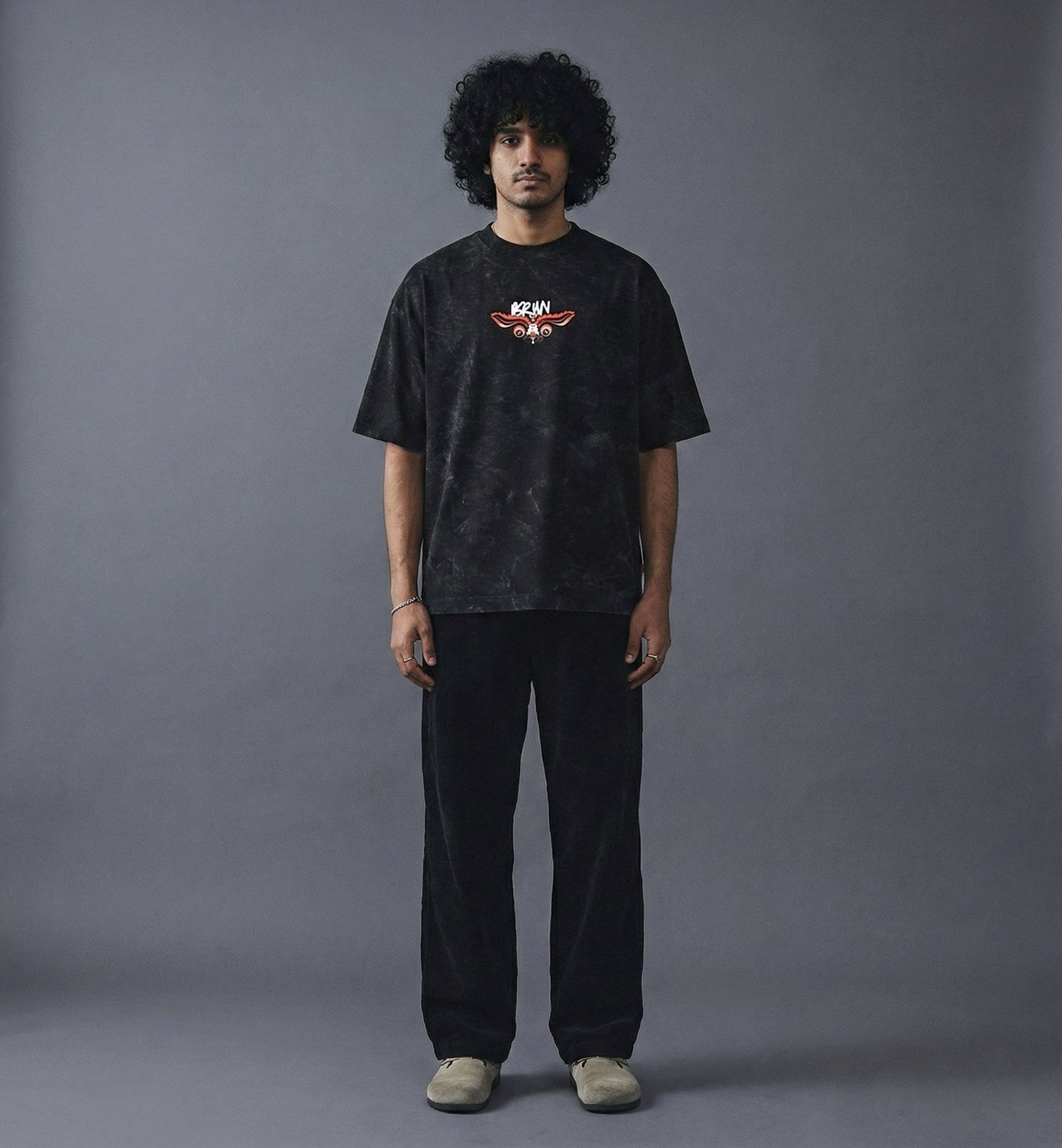 Drishti Bommai - Acid Wash Printed Half Face Tee