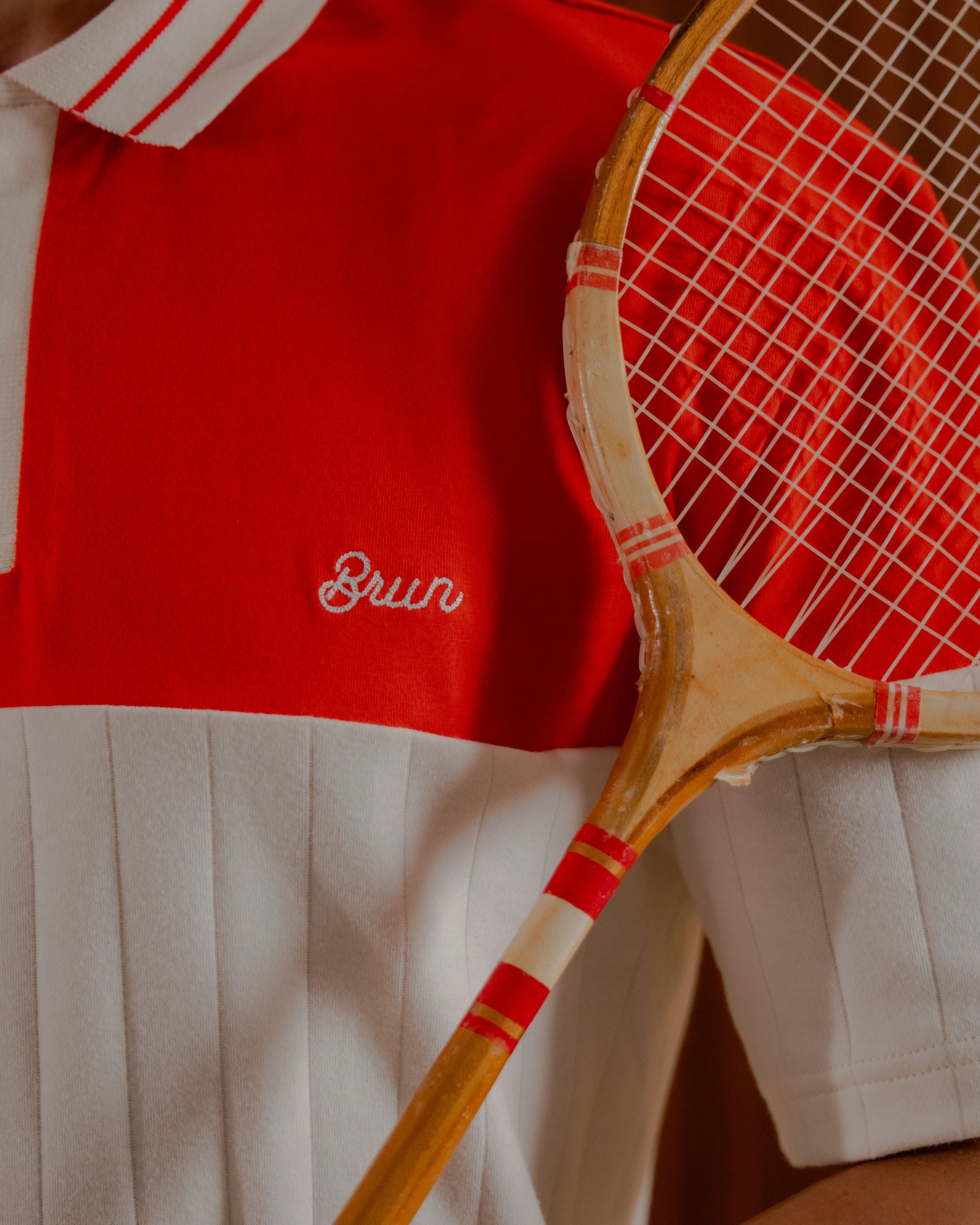 Brun Polo Club - Red & Off White